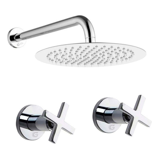 Kit Ducha 15cm Tubo + Mezclador Ducha + Manijas Rossa