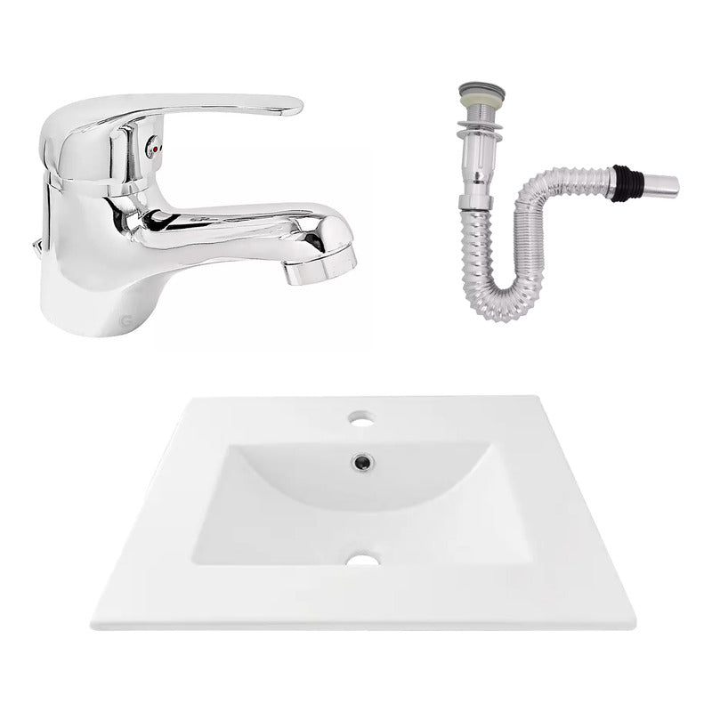 Kit Placa Lavamanos 51*40cm+griferia Monocontrol+push Flex20