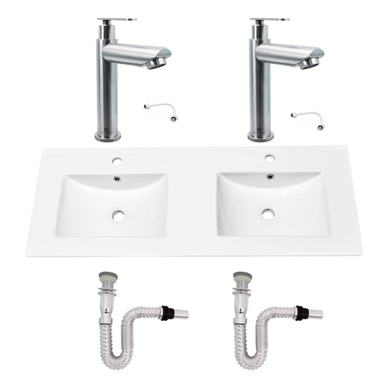 Kit Placa Doble Lavam.121*46.5cm+griferia Ag.fria+push Flex6