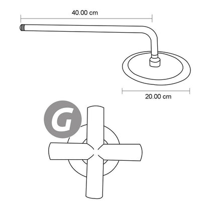 Ducha Circular 20cm Con Registro Tipo Cruceta Bronce Antiguo