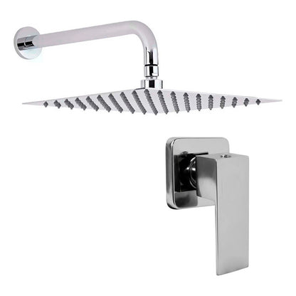 Kit Ducha Cuadrada 15cm+tubo+registro Manija Ducha Plat.