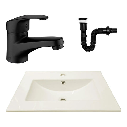 Combo Placa Lavamanos 61*46,5cm+grif.monocontrol+push Negro8