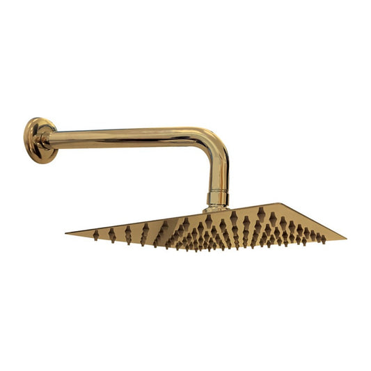 Ducha-regadera Slim Cuadrada 8  Oro Atacama Con Brazo 30cm