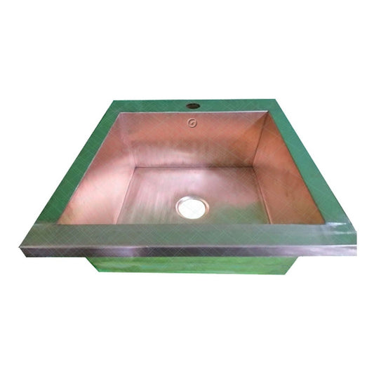 Lavamanos Con Forma Cuadrada En Cobre 38 X 41 Centimetros