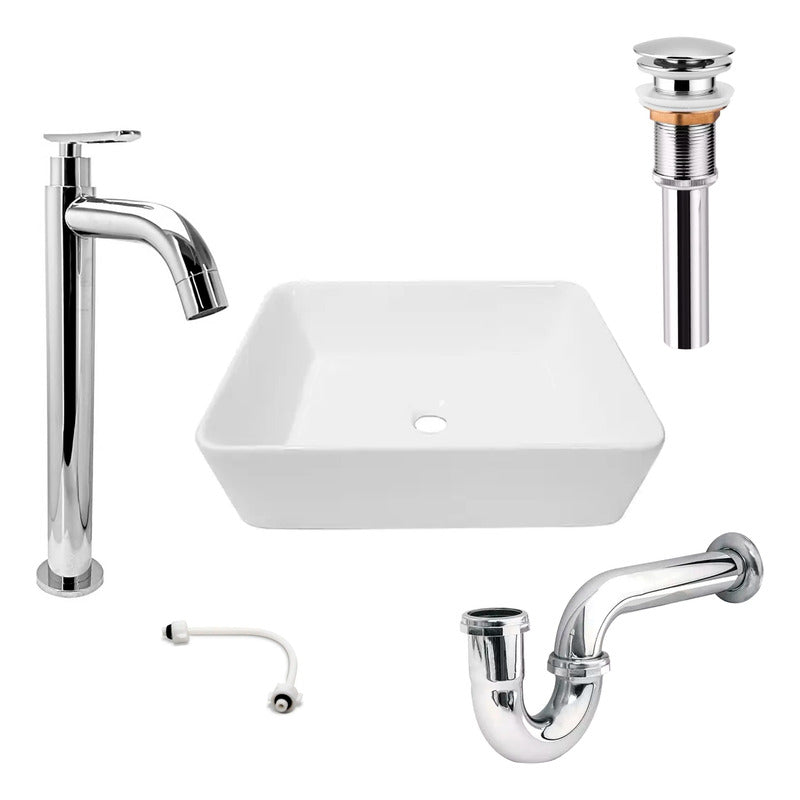 Combo Lavamanos Rectang.+griferia Monocontrol+push+sifon Gf1