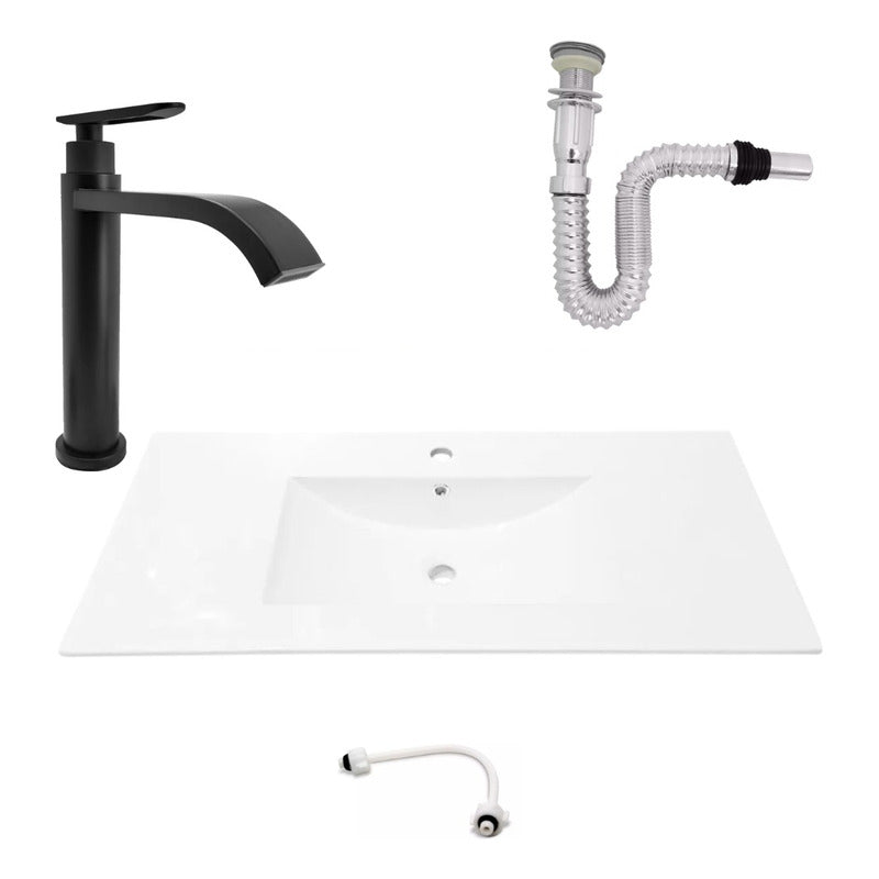 Kit Placa Lavamanos 101*46.5cm+griferia Agua Fria+push Flex2