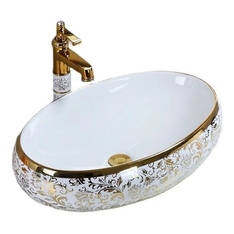 Lavamanos En Porcelana Ovalado Blanco De 42*30*15cm