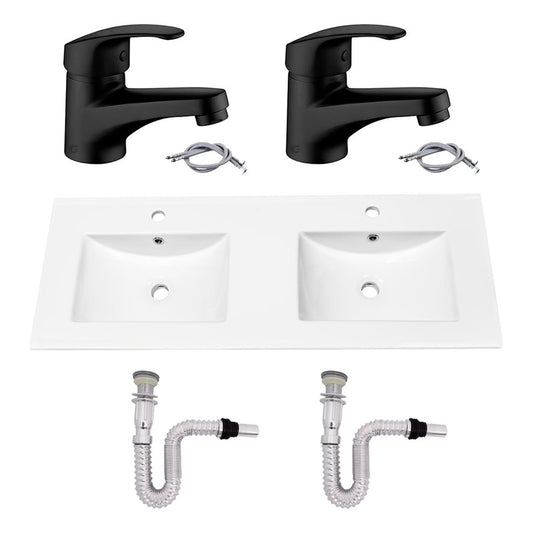 Kit Placa Doble Lavam.121*46.5cm+griferia Monoc+push Flex29