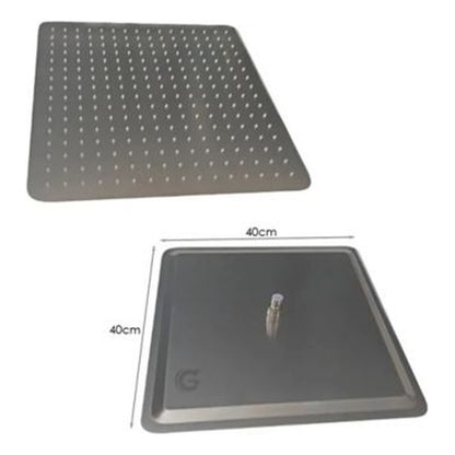 Kit De Ducha 20 X20 Cm + Tubo 40cm + Monocontrol Gris