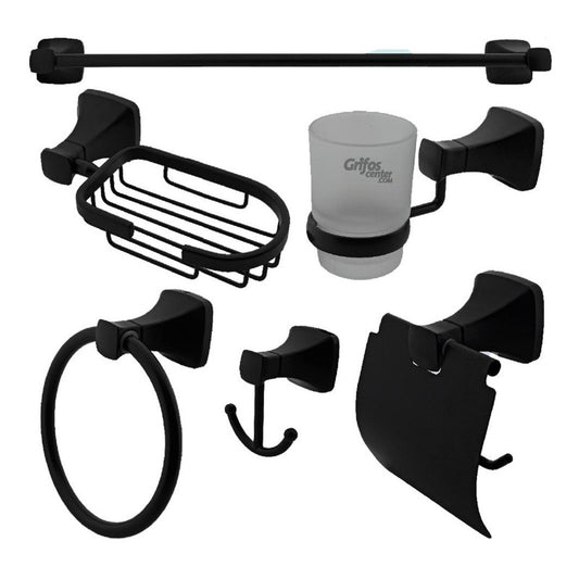 Accesorios De Baño Color Negro Vintage Cuadrado X6