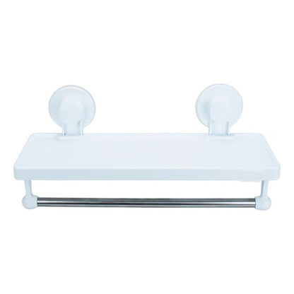 Repisa Organizadora Ventosa Baño Con Toallero Color Blanco