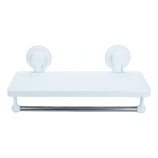 Repisa Organizadora Ventosa Baño Con Toallero Color Blanco