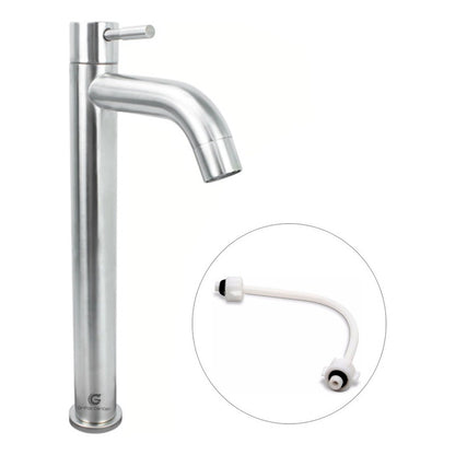 Griferia Lavamanos Agua Fria Acero Inoxidable + Acople