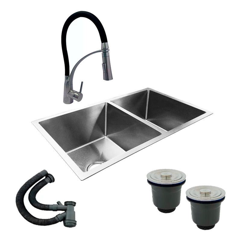 Combo Lavaplatos Doble 77*45cm+griferia Arabia+accesorios