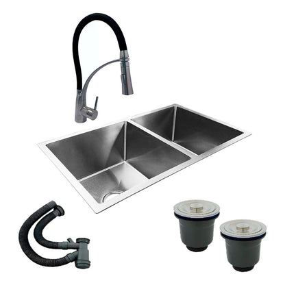 Combo Lavaplatos Doble 77*45cm+griferia Arabia+accesorios