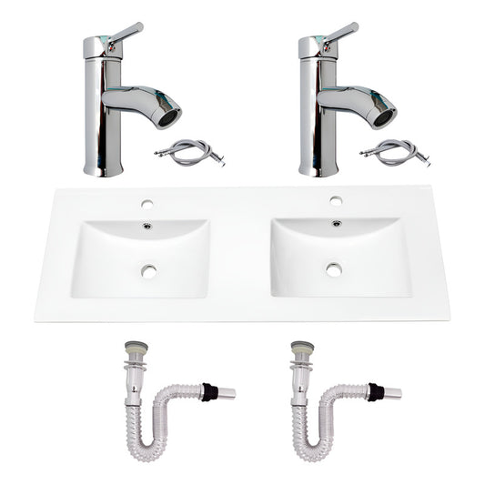 Kit Placa Doble Lavam.121*46.5cm+griferia Monoc+push Flex24
