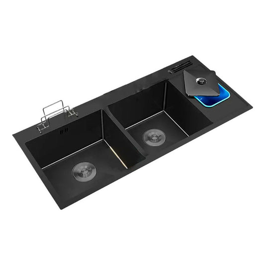 Lavaplatos En Acero Negro 100*45cm Sistema De Deposito