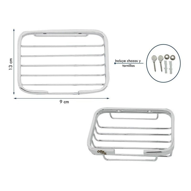 Jabonera Para Baño Canastilla Pequeña Cromada