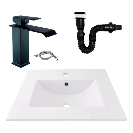 Kit Placa Lavamanos 51*46,5cm+griferia Monocon.+push Negro2