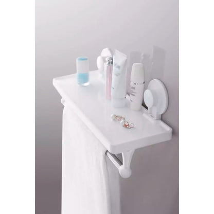 Repisa Organizadora Ventosa Baño Con Toallero Color Blanco