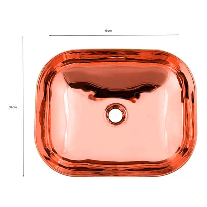 Lavamanos De Sobreponer Rectangular Oro Rosa Doha 45x32cm