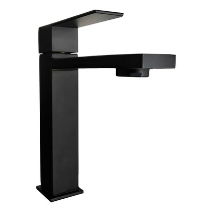 Griferia Para Lavamanos Cuadrada Negro Mate Baja