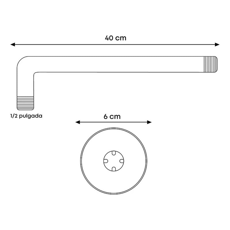 Brazo Para Ducha 40cm Tubo Metalico