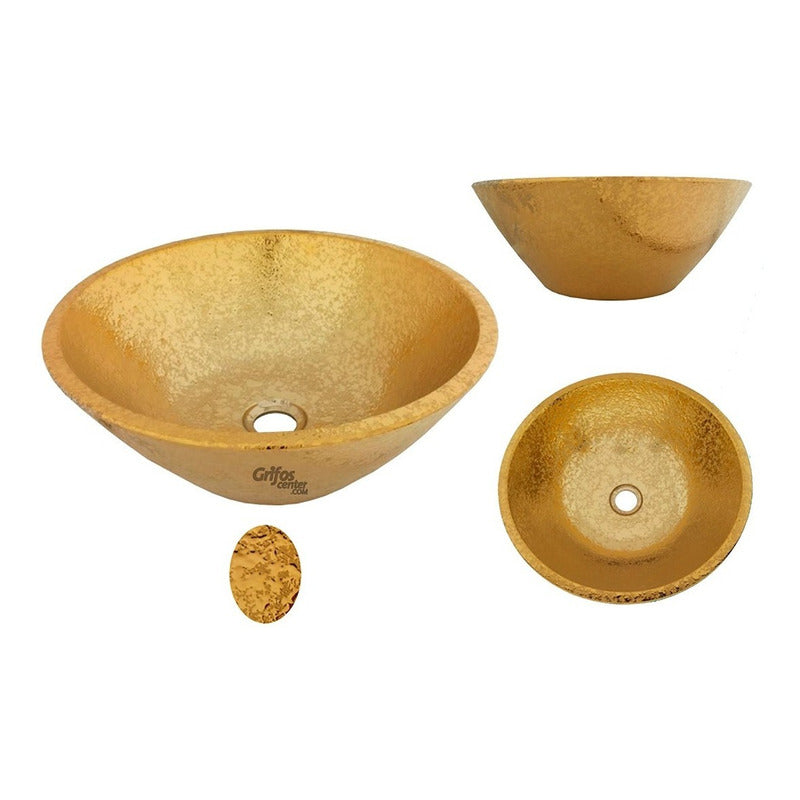 Lavamanos Redondo Dorado Conico