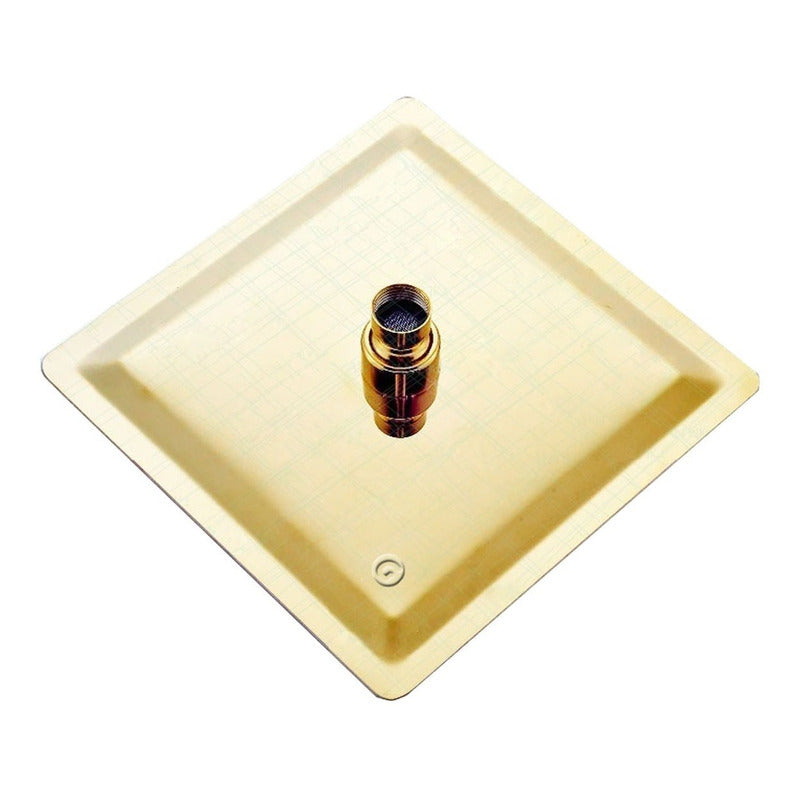 Ducha Cuadrada 20cm Con Tubo Acabado Oro