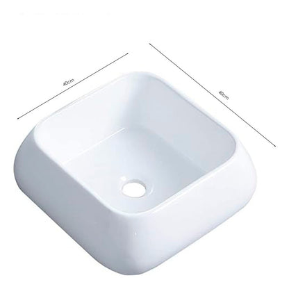 Lavamanos En Porcelana Blanco Semicuadrado