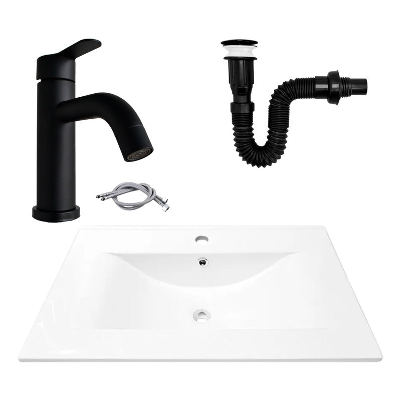 Combo Placa Lavamanos 71*46,5cm+grif.monocontrol+push Negro6