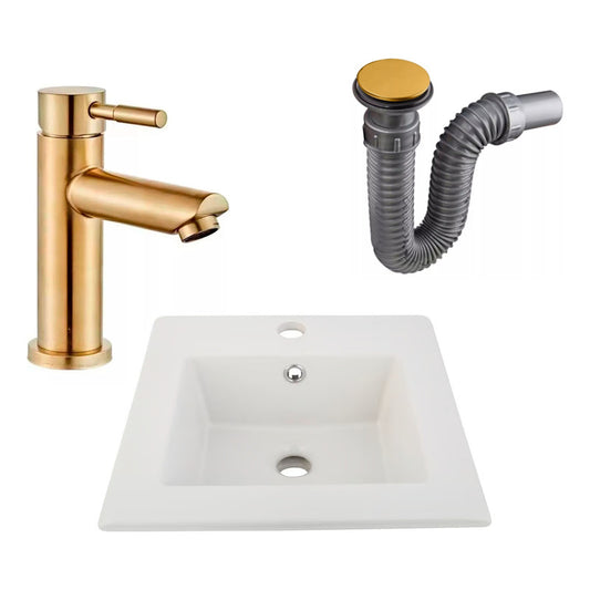 Combo Placa Lavamanos 41*41cm+griferia Monocontrol+push Oro4