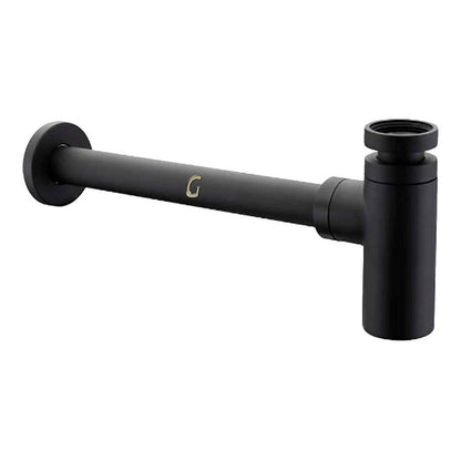Sifón Para Lavamanos Cilíndrico En Metal Negro Mate
