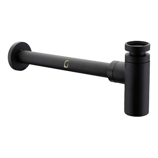 Sifón Para Lavamanos Cilíndrico En Metal Negro Mate