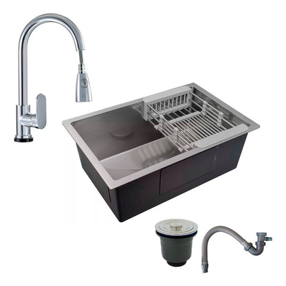 Combo Lavaplatos 70*45cm+grif.extraible Cromo+accesorios