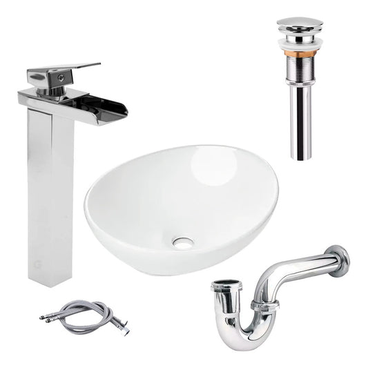 Combo Lavamanos Canoa+griferia Monocontrol+push+sifon Gf10