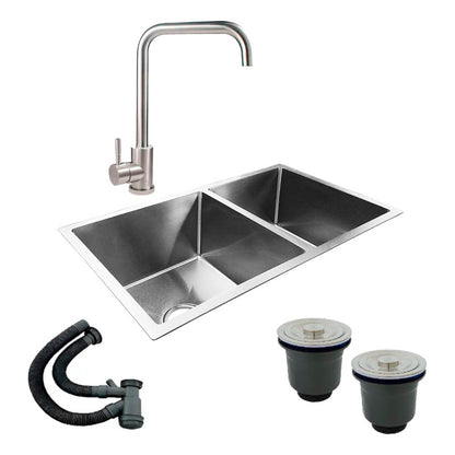 Combo Lavaplatos Doble 77*45cm+griferia 7plateada+accesorios