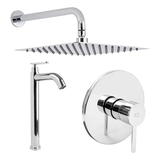Kit Ducha 15cm + Griferí Agua Fria+ Monocontrol Redondo Crom