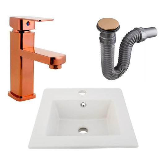 Combo Placa Lavamanos 41*41+griferia Monocontrol+push Rose1