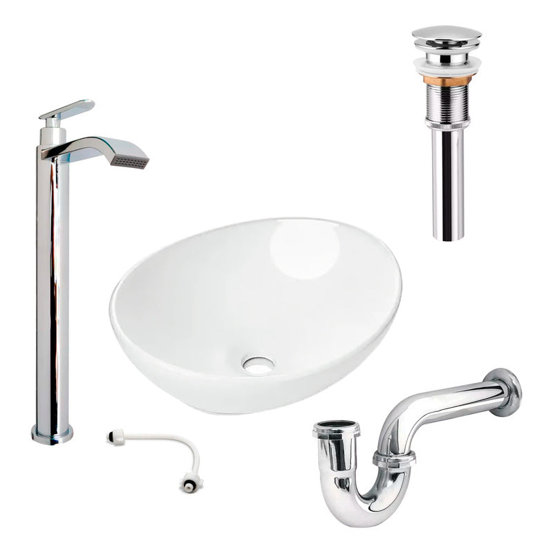 Combo Lavamanos Canoa+griferia Monocontrol+push+sifon Gf1