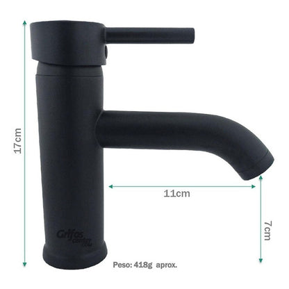 Grifería Monocontrol Lavamanos Baja Cuello Curvo Corto Negro