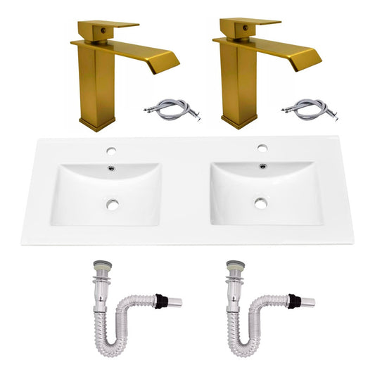 Kit Placa Doble Lavam.121*46.5cm+griferia Monoc+push Flex16