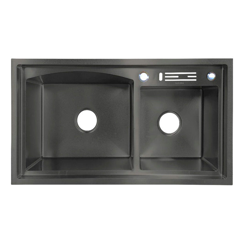 Lavaplatos Doble Pozo Con Escurridor Negro+ Accesorios
