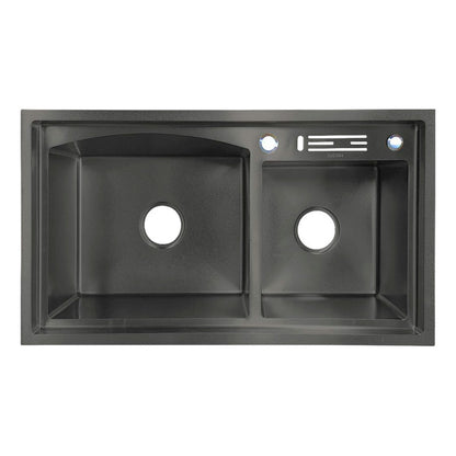 Lavaplatos Doble Pozo Con Escurridor Negro+ Accesorios