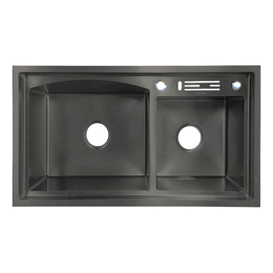 Lavaplatos Doble Pozo Con Escurridor Negro+ Accesorios