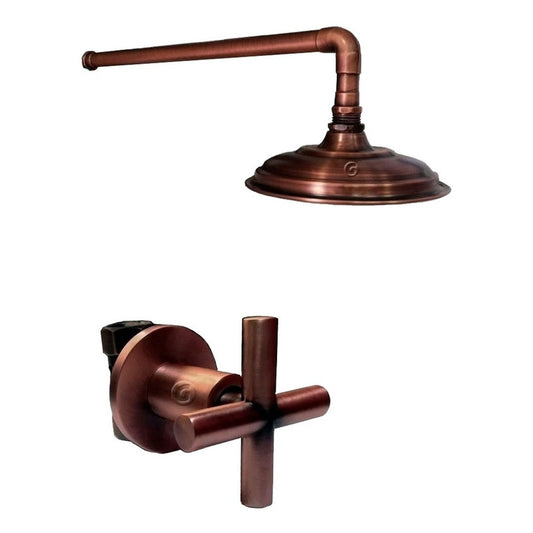 Ducha Circular30cm Con Tubo A Pared Con Registro Cobre Antig