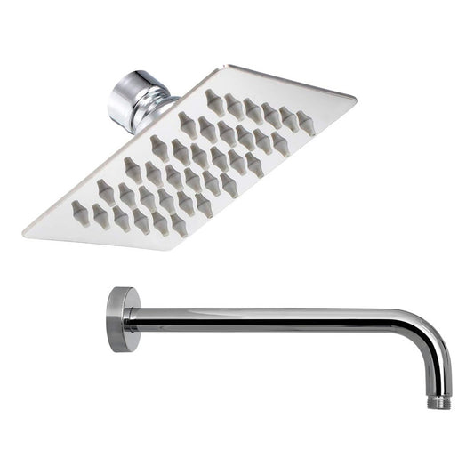Regadera Ducha Cuadrada De 10cm (4puLG) + Tubo