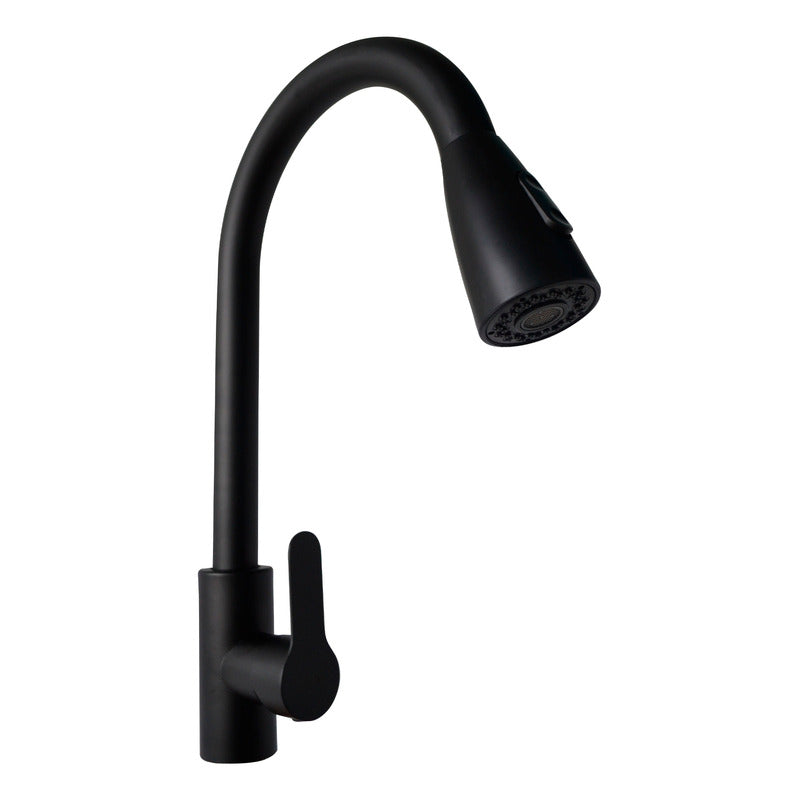 Griferia Lavaplatos Monocontrol Extraible Alto Negro