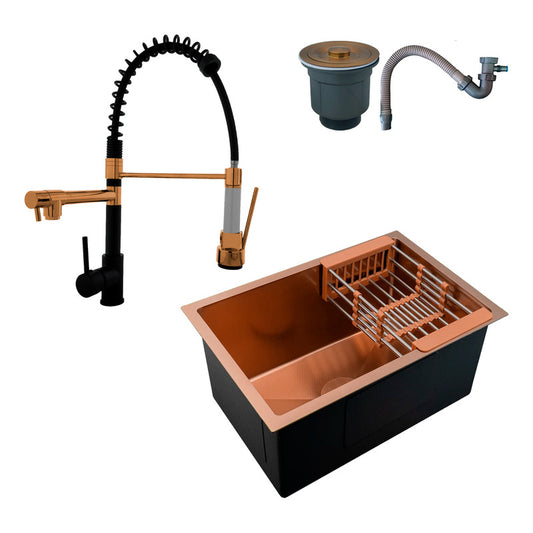 Combo Lavaplatos 51*45cm+griferia Lvp Gourmet Rose+negro+acc