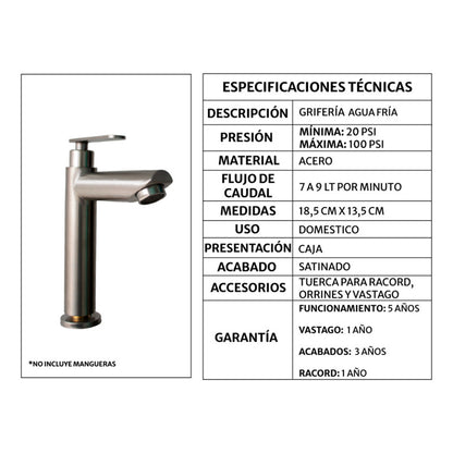 Kit Placa Lavam.101*46.5cm+griferia Agua Fria+push Flex.10